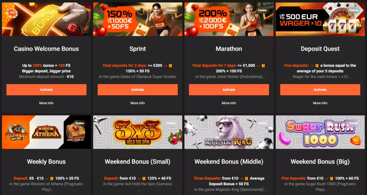 GGBET Casino Bonuses