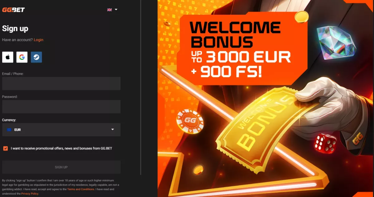 Register at GGBET Casino